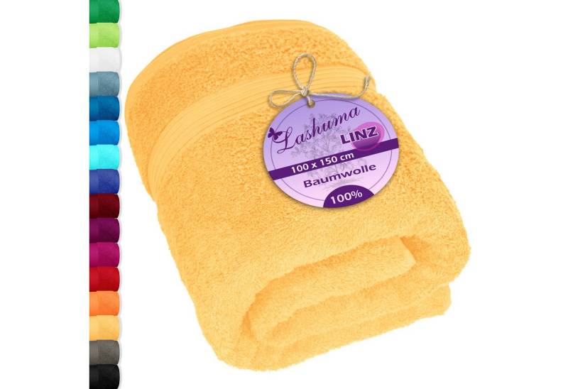 Lashuma Badetuch - Badehandtuch Linz, Frottee (1-St), Einfarbiges Badetuch gelb 100x150 cm von Lashuma