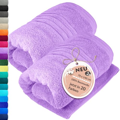 Lashuma Handtuch Set 70x140 cm, London 2er Pack große Frottee Handtücher Lila - Flieder von Lashuma