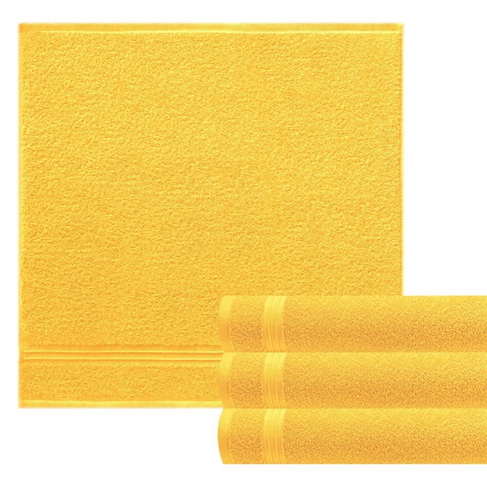 Lashuma Handtuch Set Linz Küchentücher, Frottee, (Spar-Set, 4-tlg), Gelbe Geschirrtücher 50x50 cm mit Aufhänger von Lashuma