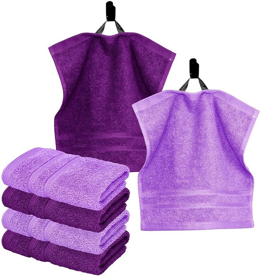 Lashuma Handtuch Set London, Frottee (Set, 6-St), Saugstarke Waschlappen Lila 30x30 cm von Lashuma