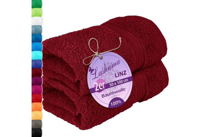 Lashuma Handtücher Linz, Frottee (2-St), Dunkelrote Frottee Handtücher 50x100 cm von Lashuma