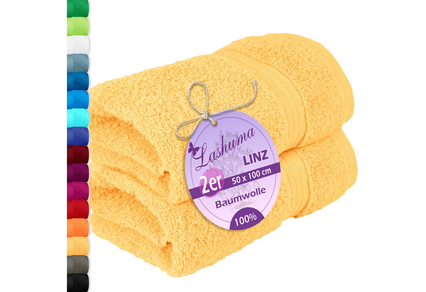 Lashuma Handtücher Linz, Frottee (2-St), Frotteehandtücher gelb aus Baumwolle 50x100 cm von Lashuma