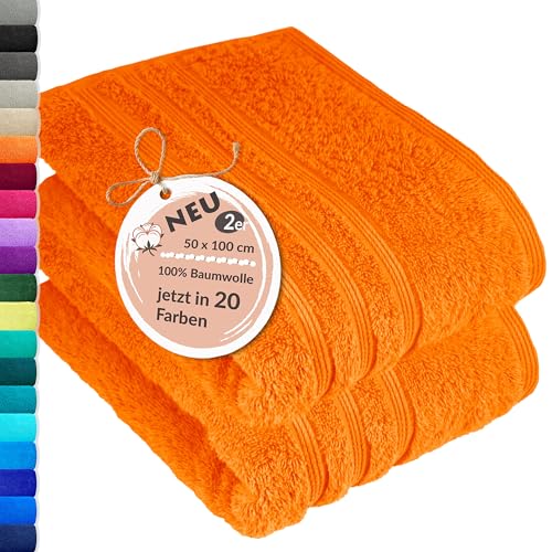 Lashuma Frottee Handtücher Set Orange - Clementinen, London 2X Flauschiges Handtuch 50x100 cm von Lashuma