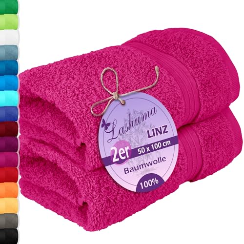 Lashuma Handtuch Set Dame Pink - Purpur, Linz 2X Handtuch Baumwolle für Füße 50x100 cm Lashuma Handtuch Set Dame Pink - Purpur, Linz 2X Handtuch Baumwolle für Füße 50x100 cm von Lashuma