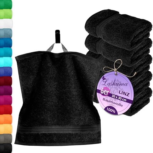Lashuma Handtücher Set Schwarz, 6X Gästetücher 30x30 cm, Gesichtstücher Baumwolle Frotteeserie Linz Lashuma Handtücher Set Schwarz, 6X Gästetücher 30x30 cm, Gesichtstücher Baumwolle Frotteeserie Linz von Lashuma