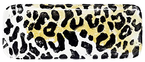 Lashuma Käseplatte Keramik, Servierteller Schwarz Weiß Gelb Motiv: Leopard, Obstplatte 28x11 cm von Lashuma