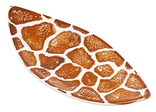 Lashuma Keramikschale oval 28x13 cm, Servierteller Braun Weiß Design: Giraffe, Salatschüssel flach von Lashuma
