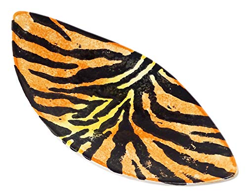 Lashuma Keramikschüssel bunt Motiv: Tiger, Ovaler Dessertteller 28x13 cm, Flache Servierschale von Lashuma