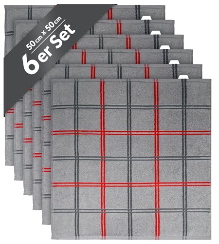 Lashuma Küche Handtücher Grau - Stein, Lyon 6er Set Frottee Spültücher 50x50 cm von Lashuma