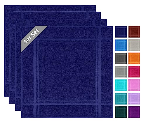 Lashuma Frottee Trockentücher Küche 4er Set, London Geschirrhandtücher 50x50 cm Marine - Blau von Lashuma