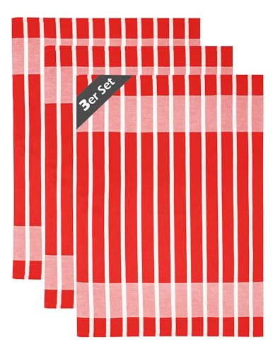 Lashuma Küchenhandtücher Baumwolle Rot - Weiß, Geschirrtücher 50x70 cm, Zuverlässige Qualität für Ihre Küche von Lashuma