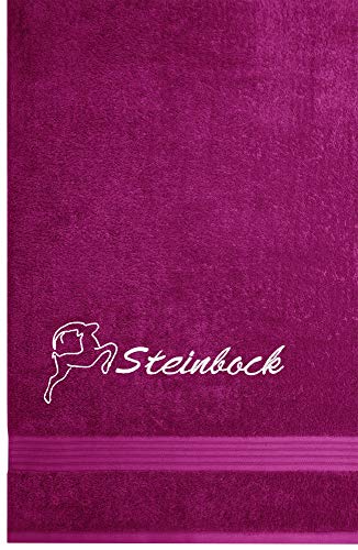 Lashuma Liegetuch Linz, Duschtuch mit Astrologischem Zeichen Steinbock, 70x140cm Badetuch Orchidee Violett von Lashuma