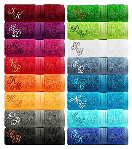 Lashuma Linz Duschhandtuch blau - Petrol, Individuell Besticktes Badetuch mit Monogramm, 70x140 cm von Lashuma