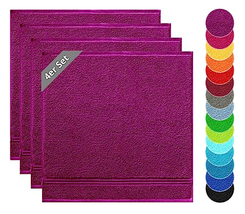 Lashuma Küchentücher 4er Set, Linz Geschirrhandtücher Baumwolle 50x50cm Orchidee - Lila von Lashuma