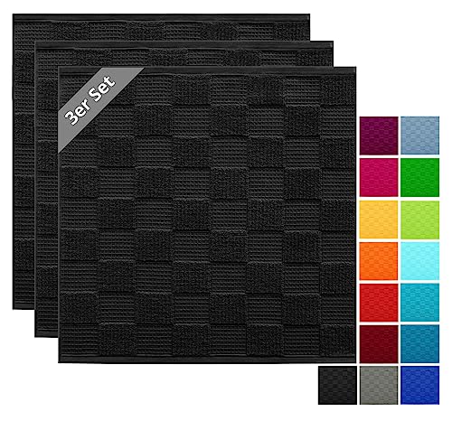 Lashuma Geschirrhandtücher Frottee 50x50 cm, Lissabon Trockentücher Schwarz von Lashuma