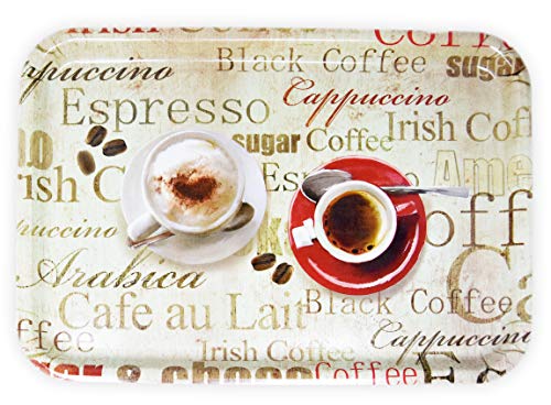 Lashuma Melamin Serviertablett XL, Kaffeetablett aus Italien, Frühstückstablett Eckig, Druck: Espresso, 45x31 cm von Lashuma