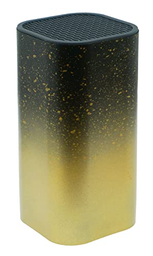 Lashuma Messerblock eckig 11x11 cm Höhe: 23 cm, Großer Küchenmesser Block, Messerhalter Farbe: Gold von Lashuma