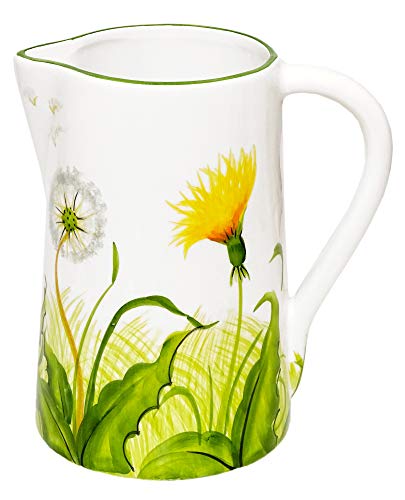 Lashuma Milchkanne im Pusteblumen Design, Keramikkrug Füllmenge: 1,5 l, Italienische Wasserkanne Höhe 19 cm von Lashuma