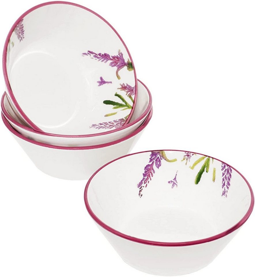 Lashuma Müslischale Lavendel, Keramik, (Set, 4-tlg), Dessertschalen rund Ø 14 cm, türkisches Servierschüssel Set von Lashuma