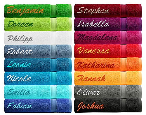 Lashuma Personalisiertes Badehandtuch mit Name Bestickt 85x220, Linz Saunatuch Apfel Grün von Lashuma