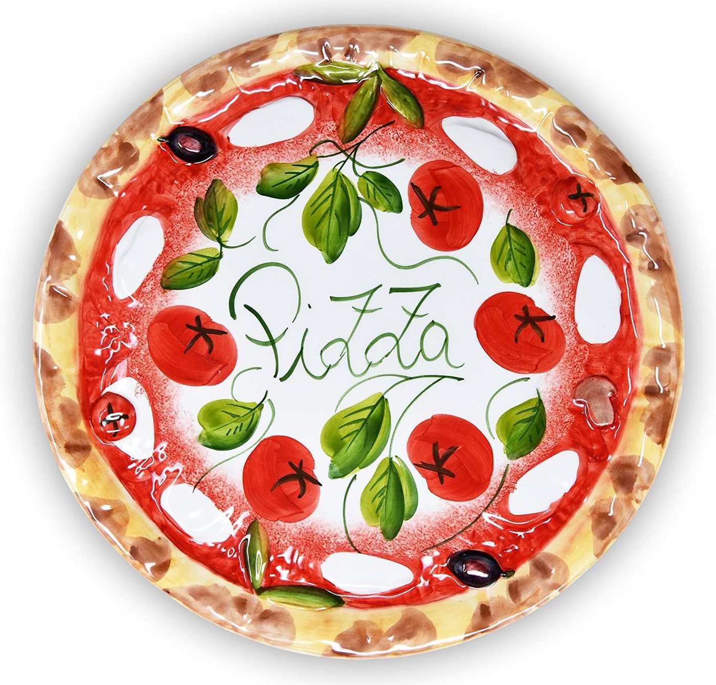 Lashuma Pizzateller Tomate Mozzarella, (1 St), Runde Keramik Pizzaplatte groß Ø 33 cm von Lashuma