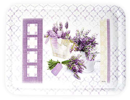 Lashuma Stapelbares Designtablett 50x37 cm, Motiv: Lavendeltraum, Küchentablett aus Kunststoff, Großes Esstablett von Lashuma