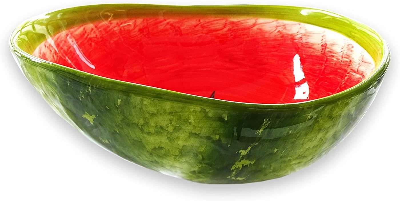 Lashuma Salatschüssel Melone, Keramik, (1-tlg), Handbemalte Servierschale in Melonen Optik Ø 25 cm von Lashuma