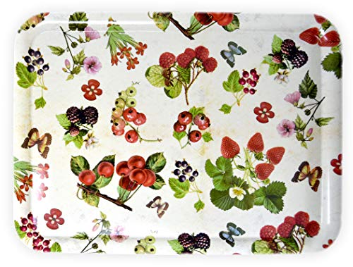 Lashuma Sandwichtablett XXL, Käsetablett Rechteckig, Druck: Waldbeeren, Buntes Melamintablett, Format: 50x37 cm von Lashuma