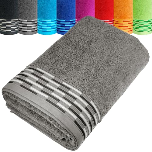Lashuma Saunahandtuch XXL Grau, Lugano Frottee Badehandtuch groß 80x200 cm von Lashuma