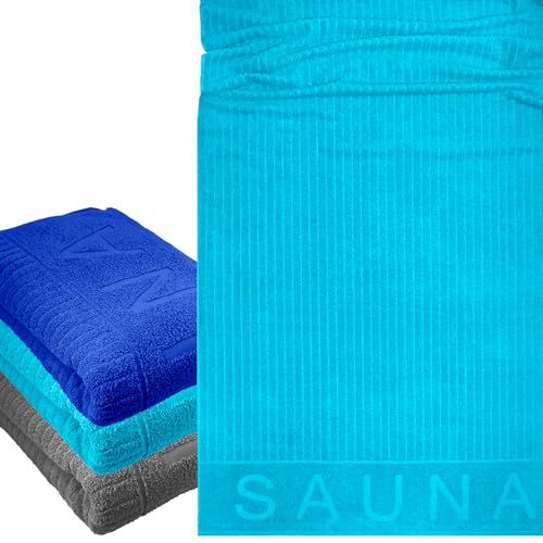 Lashuma Saunahandtuch blau Kopenhagen, XXL Badehandtuch 85x200cm, Wellness Handtuch groß von Lashuma