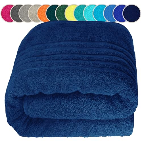 Lashuma Saunahandtuch Mann, London XXL Strandtuch - Frottee Liegehandtuch Marine - Blau 80x220 cm von Lashuma