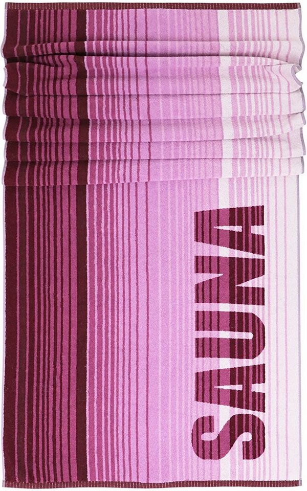 Lashuma Saunatuch Oslo, Walkfrottee (1-St), Damen Saunahandtuch 85x200 cm mit Streifen Rosa - Weinrot von Lashuma