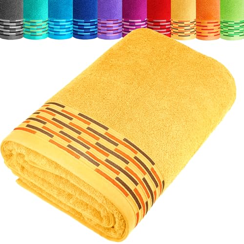 Lashuma Saunatuch groß 100x200 cm, Lugano großes weiches Frottee XXL Badehandtuch Gelb – Aprikose Lashuma Saunatuch groß 100x200 cm, Lugano großes weiches Frottee XXL Badehandtuch Gelb – Aprikose von Lashuma