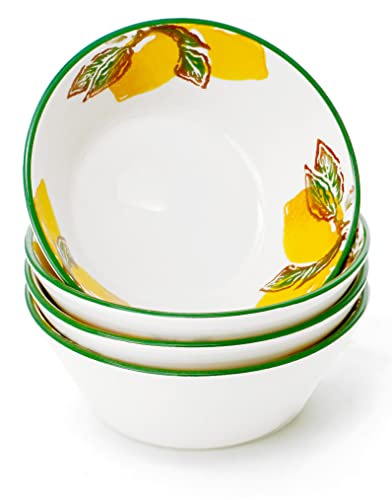 Lashuma Schalen Keramik rund, 4er Set Salatschalen gelb Zitrone, Frühstücksschüsseln tief 14 cm Ø von Lashuma