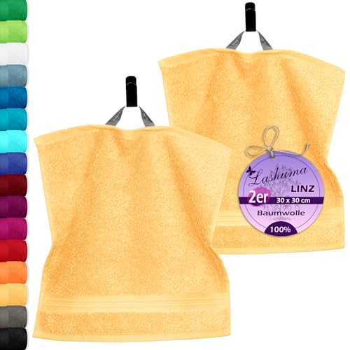 Lashuma Seiflappen 30x30 cm, 2er Waschtücher, Linz Waschlappen Farbe: Aprikosen - Gelb Lashuma Seiflappen 30x30 cm, 2er Waschtücher, Linz Waschlappen Farbe: Aprikosen - Gelb von Lashuma