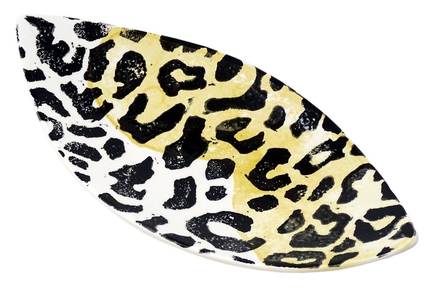 Lashuma Servierplatte Leopard, Keramik, Dessertteller 28x13 cm, ovale Servierschüssel handbemalt von Lashuma