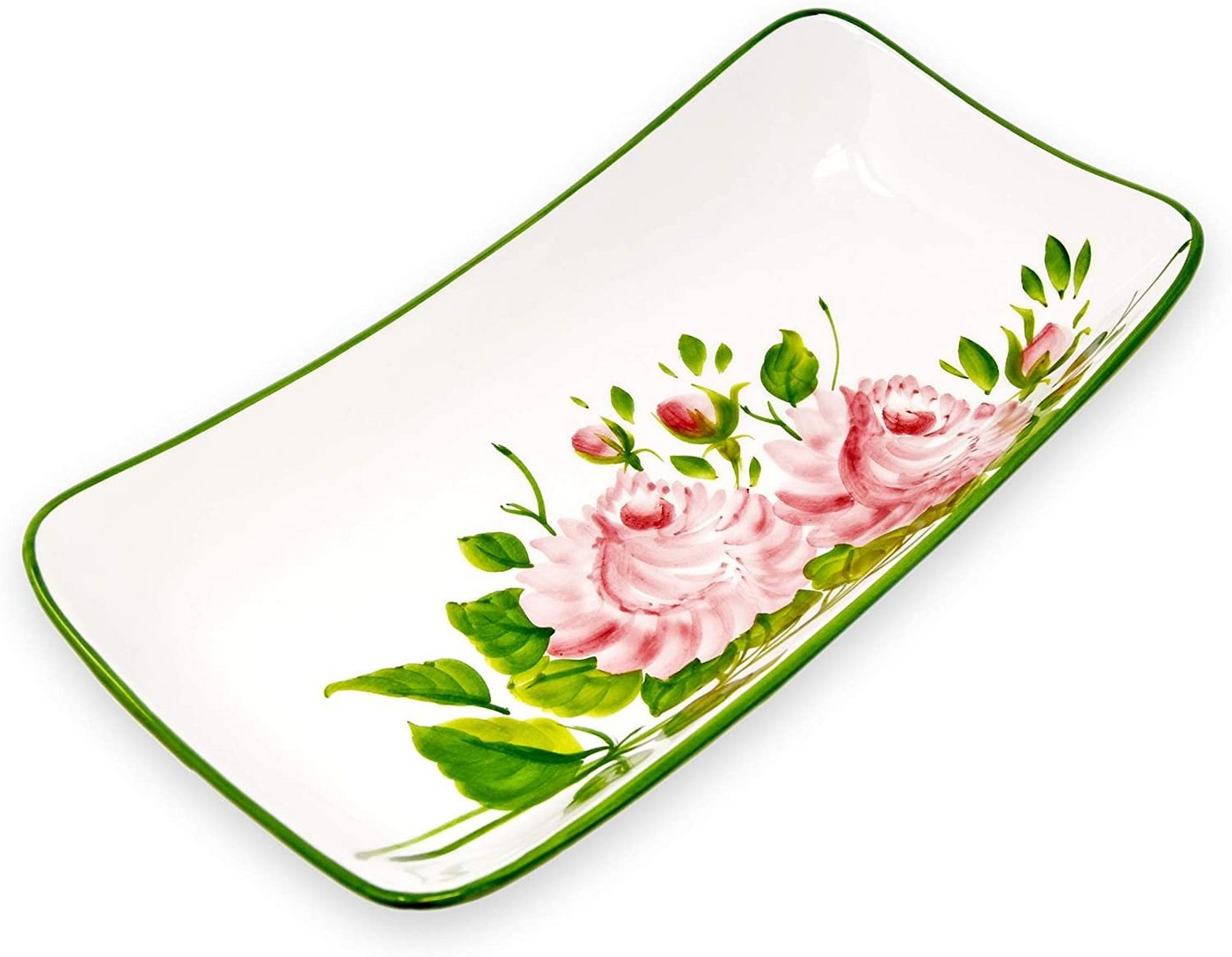 Lashuma Servierplatte Rose, Keramik, (1-tlg., 33 x 17 cm), Italienische Servierschale flach handbemalt von Lashuma