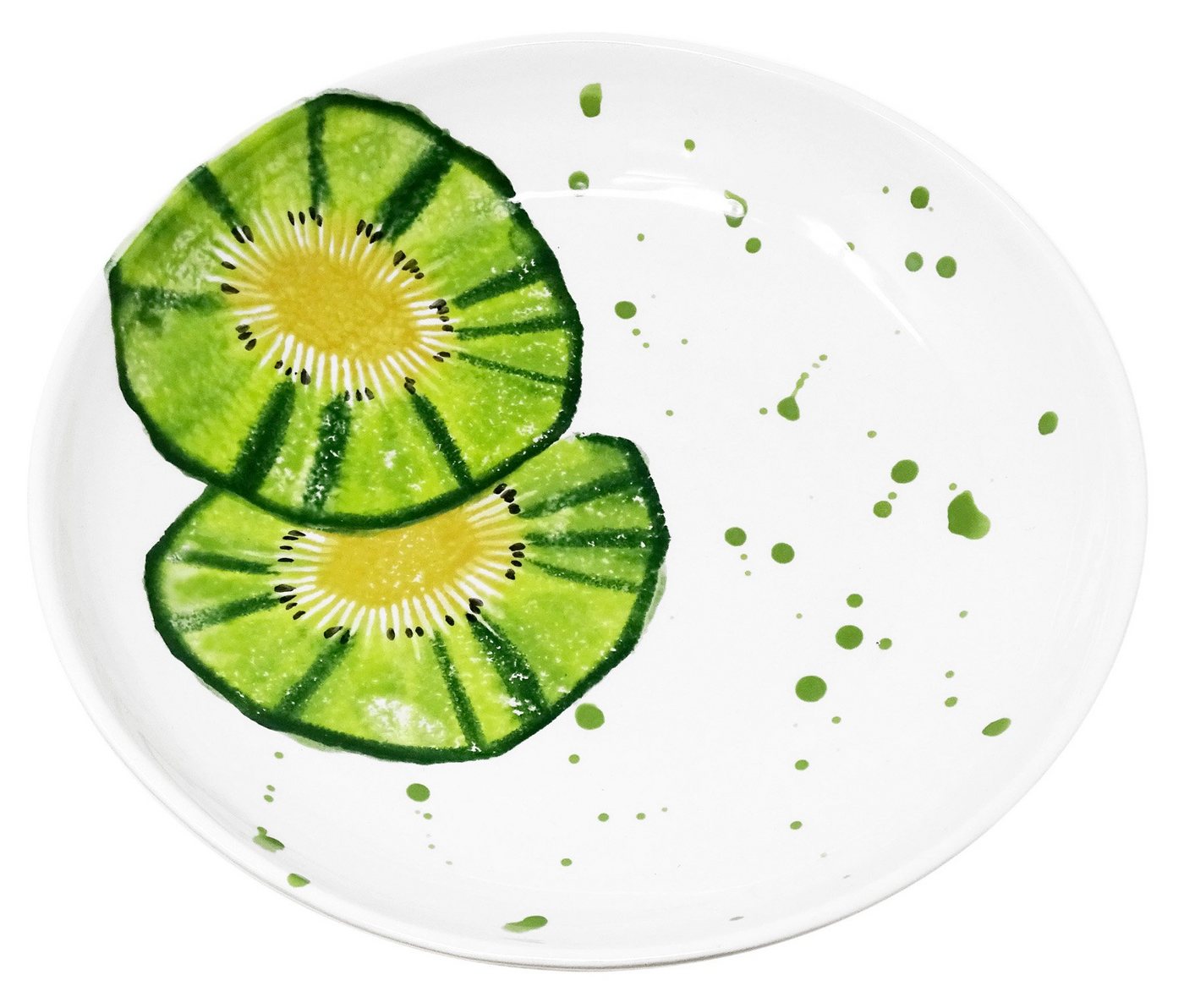 Lashuma Servierteller Kiwi, Keramik, Pastateller tief, runde Salatschale Ø 24 cm von Lashuma