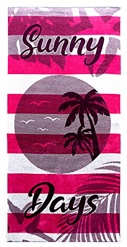 Lashuma Strandtuch Las Palmas, Velours Badetuch Pink Weiß gestreift, Duschtuch 90x180 cm von Lashuma