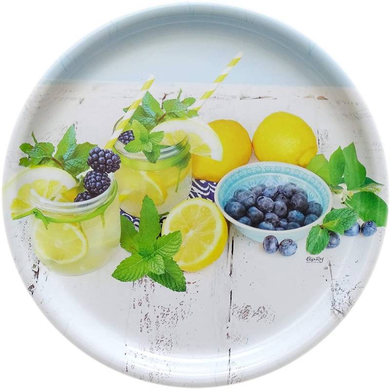 Lashuma Tablett Limette, Kunststoff, (1-tlg., 40 cm), Weiß gelbes Esstablett aus Melamin von Lashuma