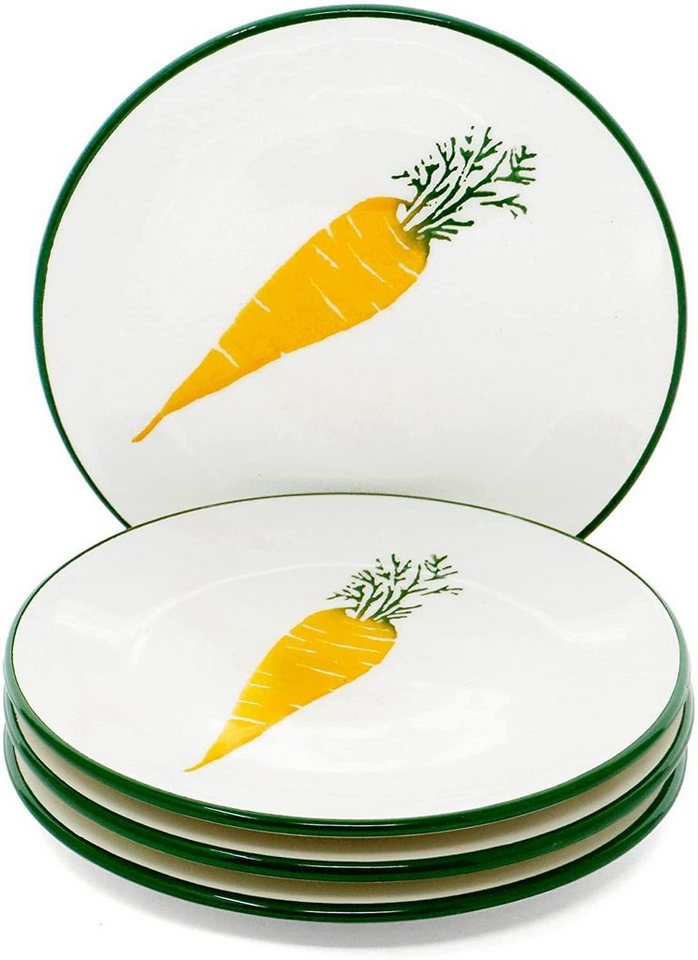 Lashuma Teller Gemüse, (4 St), Keramik Geschirr Set rund, Dessertteller klein Ø 15 cm von Lashuma