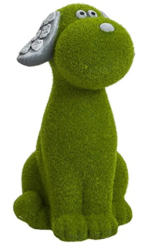 Lashuma Tierstatue Hund - Gartenfigur in Steinoptik mit Grüner Beflockung - Tierfigur 18 cm von Lashuma