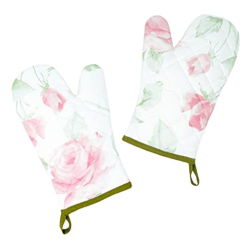 Lashuma 2X Backhandschuhe, Topfhandschuhe Damen 30x20 cm, Kochhandschuhe rosa - grün Design: Rosen Lashuma 2X Backhandschuhe, Topfhandschuhe Damen 30x20 cm, Kochhandschuhe rosa - grün Design: Rosen von Lashuma