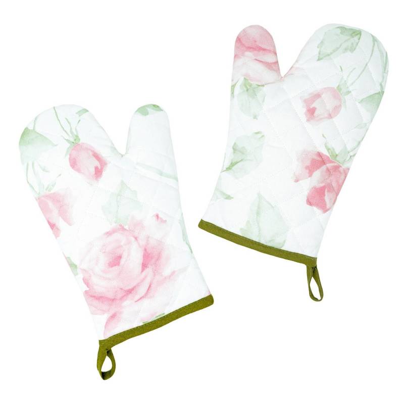 Lashuma Topfhandschuhe Rose, (Set, 2-tlg), Frauen Kochhandschuhe, Ofenhandschuhe groß 30x20 cm von Lashuma