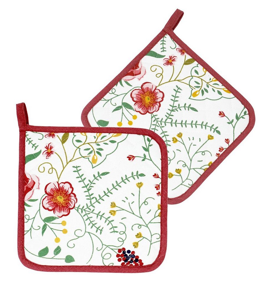 Lashuma Topflappen Blumenranke, (Set, 2-tlg), Untersetzer für Töpfe, Topfhalter robust 20x20 cm von Lashuma