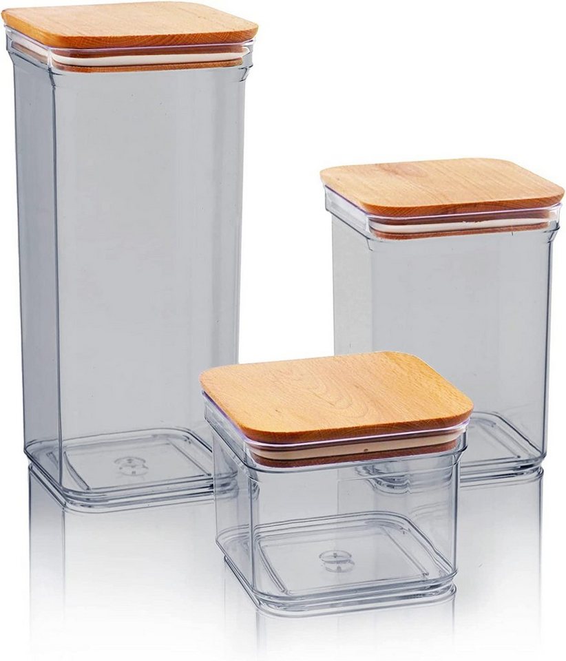 Lashuma Vorratsdose, Kunststoff, (Set, 3-tlg), Küchendosen zur Lebensmittel Aufbewahrung 0,5 Liter - 1 Liter - 1,5 Liter von Lashuma