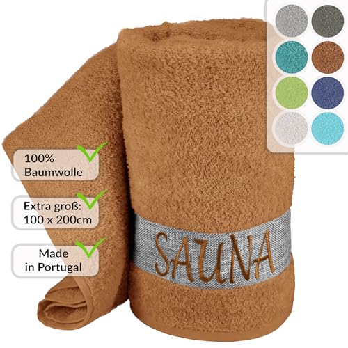 Lashuma Wellness Frottee Saunatuch 100x200 cm für Herren - Damen, Lima XXL Badetuch – Saunahandtuch in Braun - Camel Lashuma Wellness Frottee Saunatuch 100x200 cm für Herren - Damen, Lima XXL Badetuch – Saunahandtuch in Braun - Camel von Lashuma