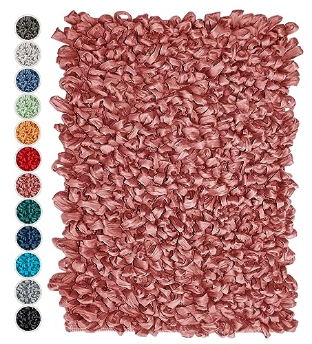 Lashuma Zottelteppich Masala Pink, weiche hochfor Badematte 50x70 cm von Lashuma