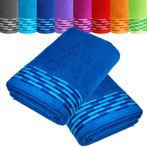 Lashuma großes Duschhandtuch 2er Set Königs Blau, Lugano Frottee Handtücher 70x140 cm von Lashuma