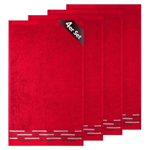 Lashuma kleines Handtuch Frottee Rot, Lugano 4er Set Gästetücher 30x50 cm von Lashuma